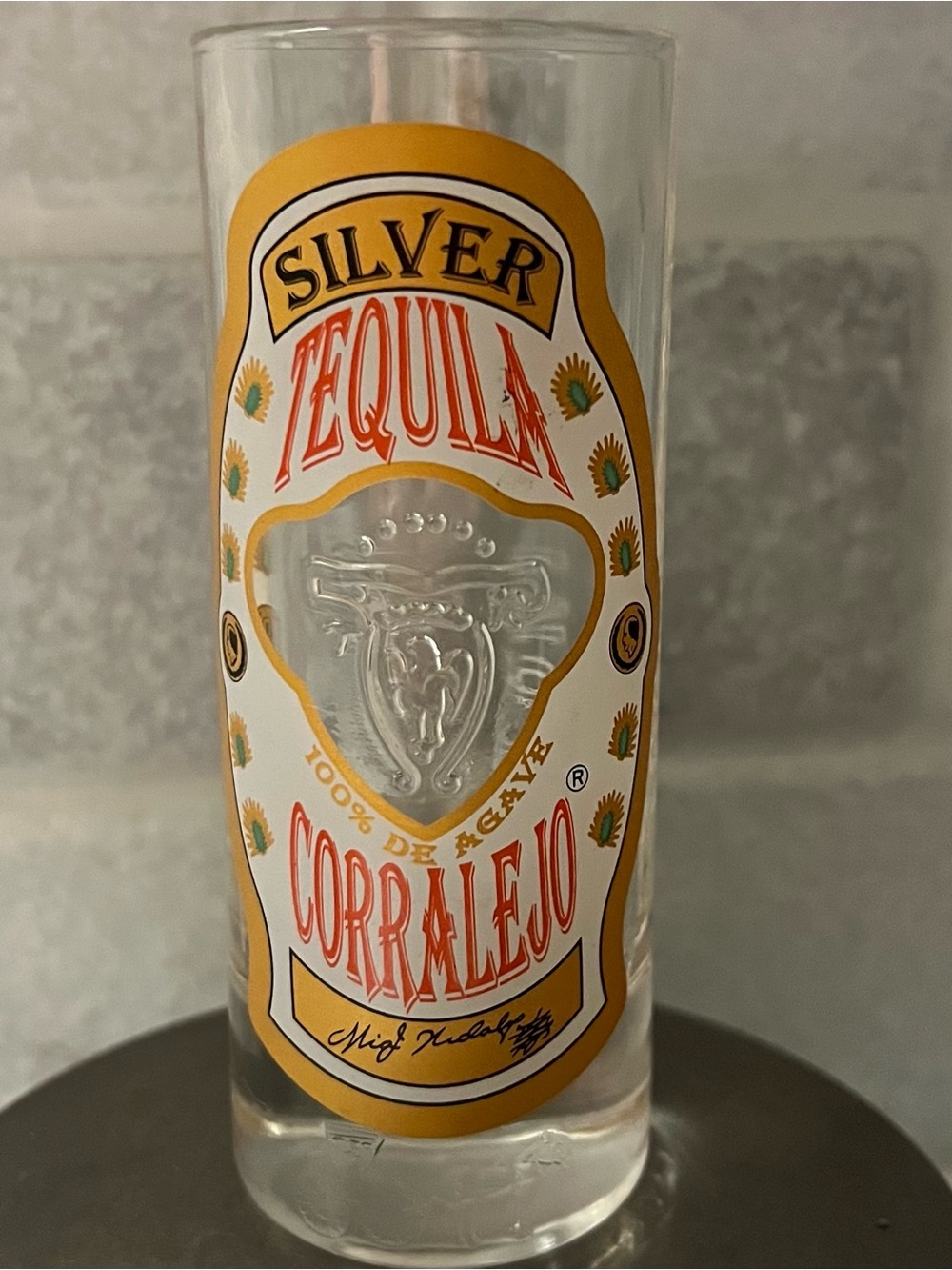Corralejo Yellow & White Tequila Shot Glass with Silver Accent